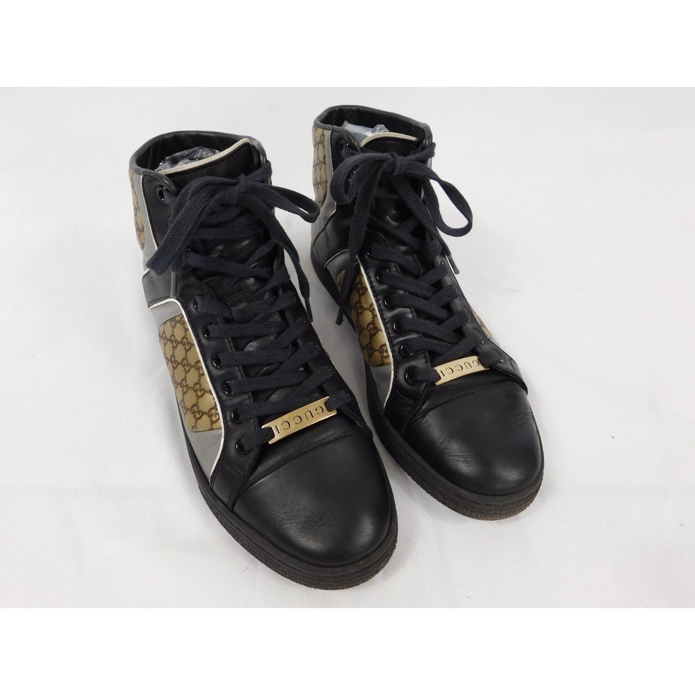 GUCCI MONOGRAM LEATHER HIGH TOP SNEAKERS SZ 36 - Picture 2 of 13